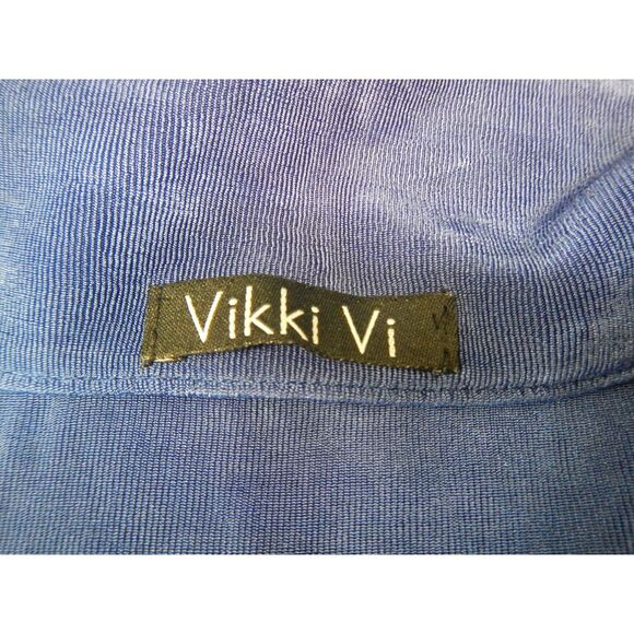 Vikki Vi Blouse Button-Up Plus Size‎ Top 2X Blue Red Elegant 3/4 Sleeve - Picture 4 of 11